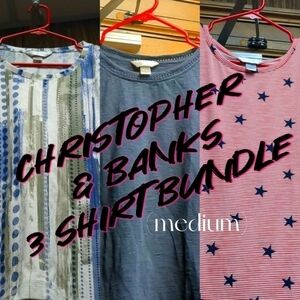 CHRISTOPHER & Banks Women's M Patriotic Blouse bundle USA America American Love